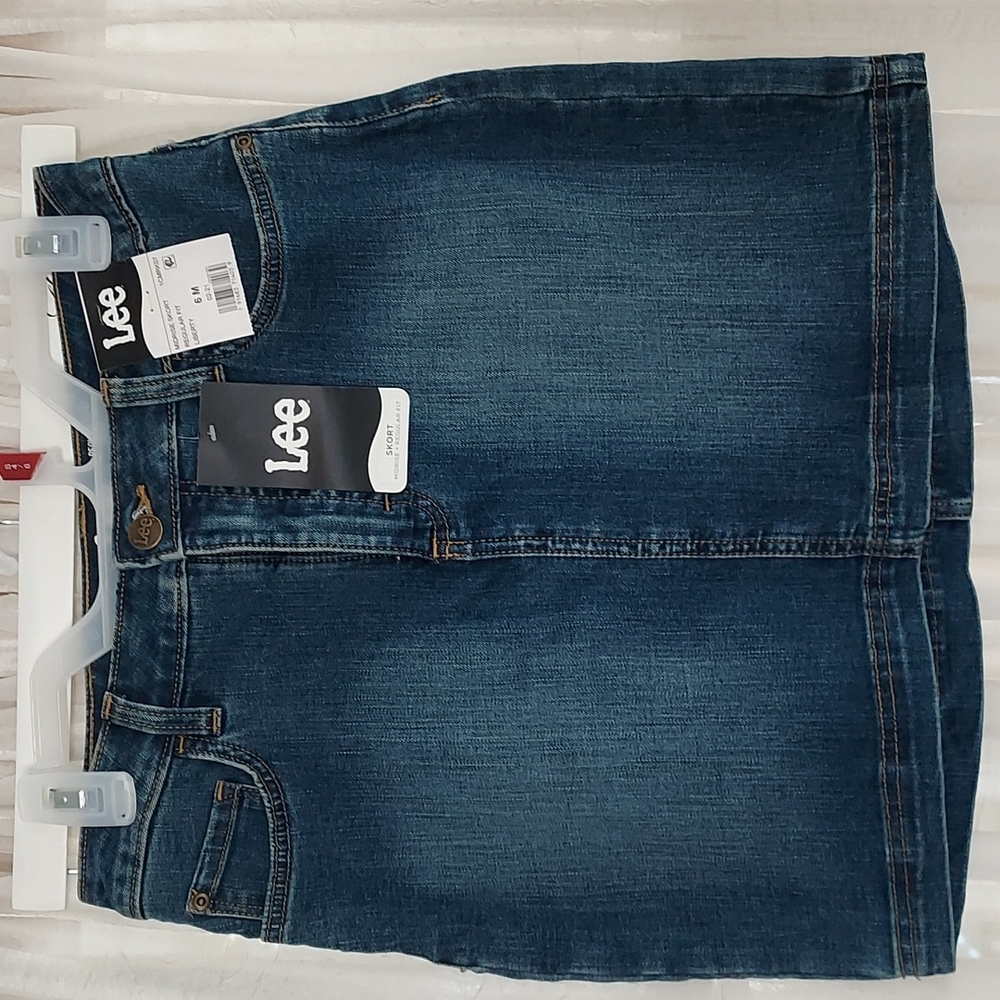 Lee midrise jean skort 6